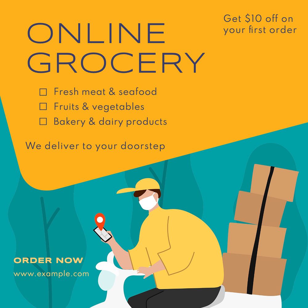 Online grocery Instagram post template, editable design