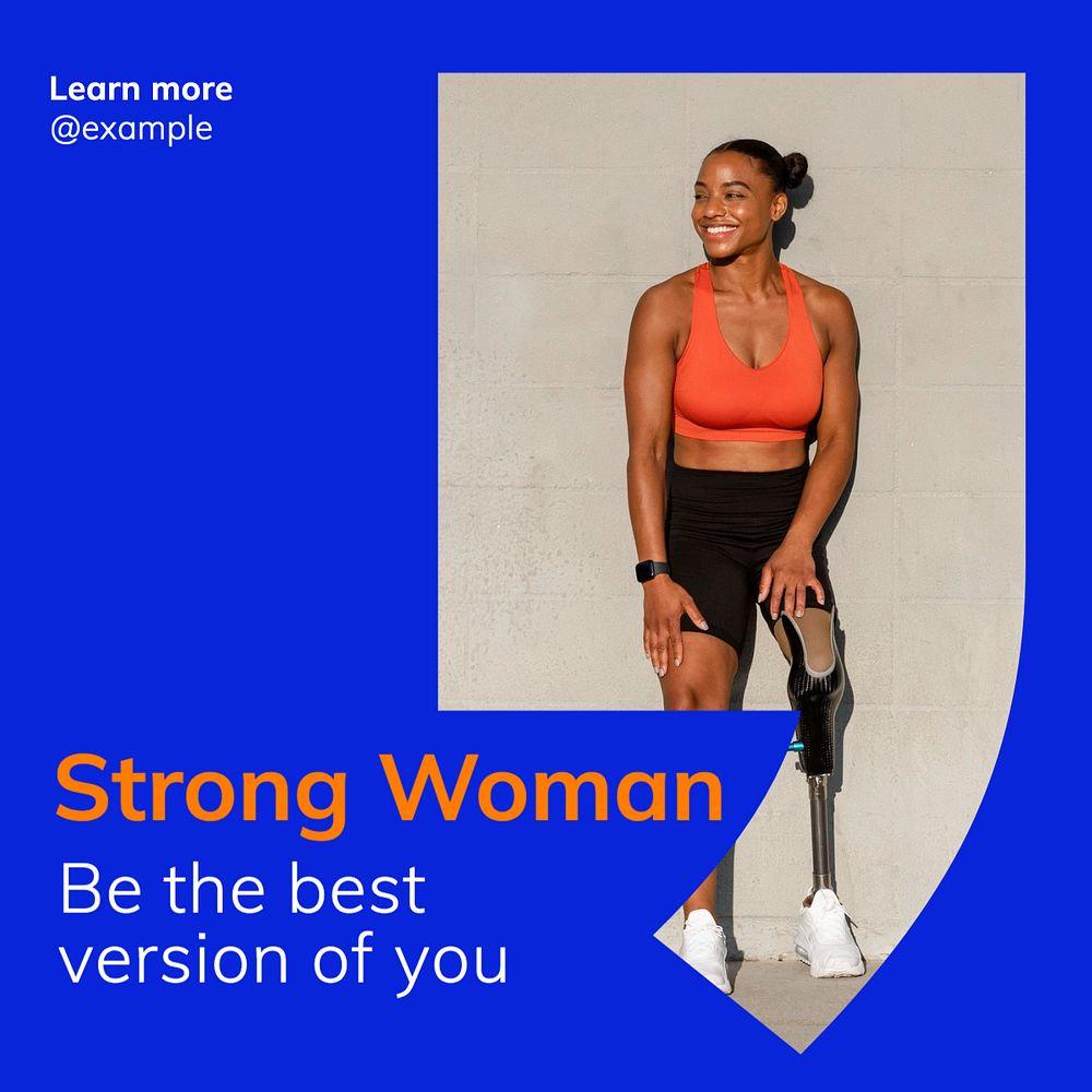 Strong woman Instagram post template, editable text