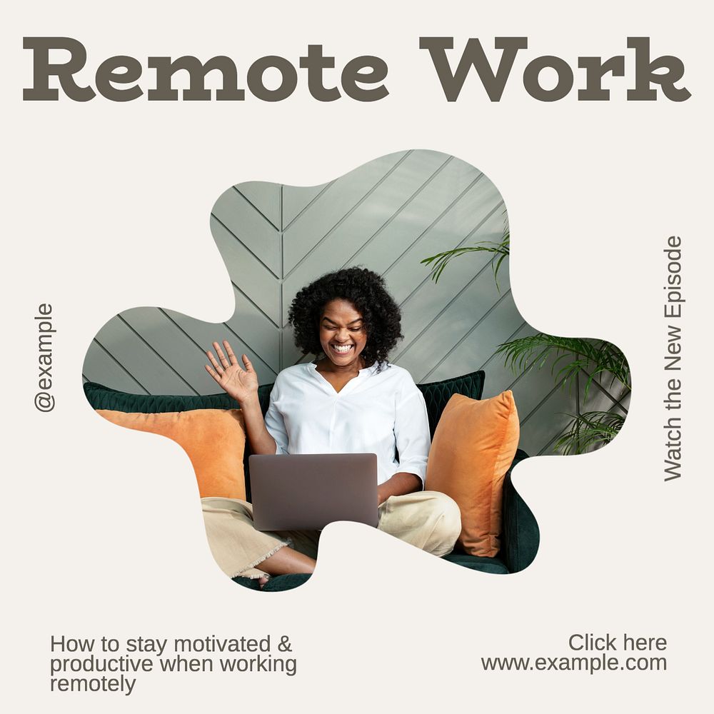 Remote work Instagram post template, editable text