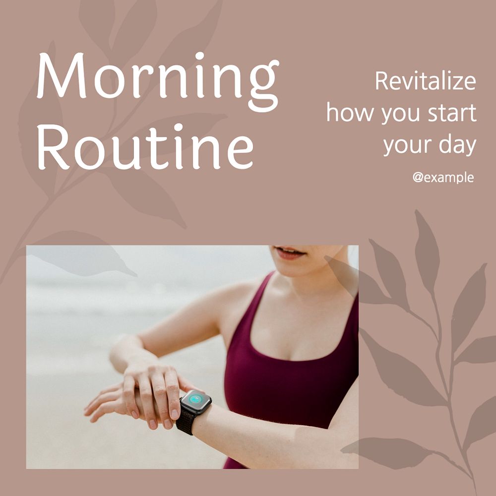 Morning routine Instagram post template, editable text