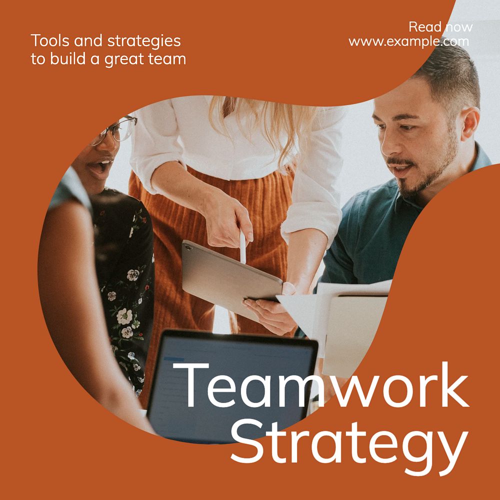 Teamwork strategy Instagram post template, editable text