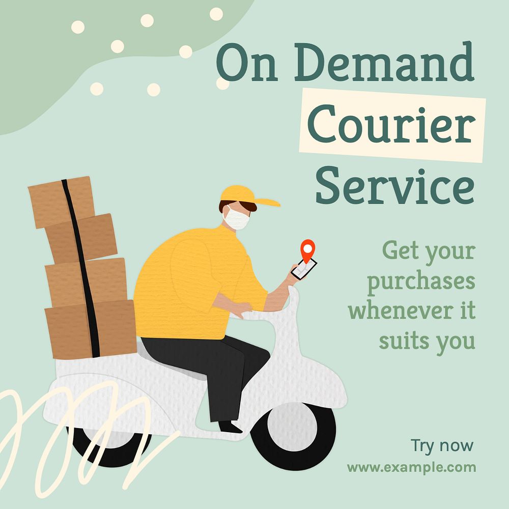 Courier service Instagram post template, editable text