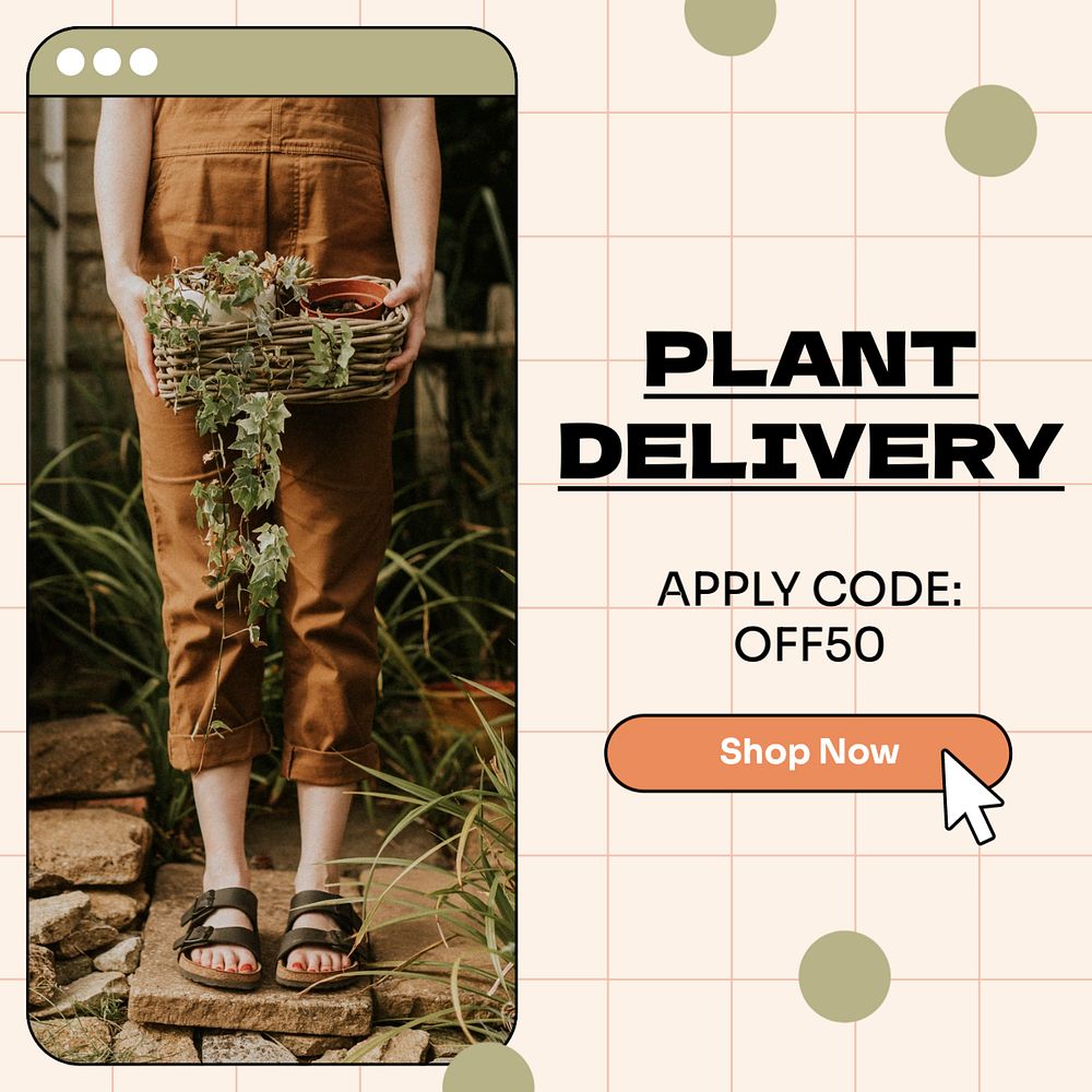 Plant delivery Facebook post template, editable design