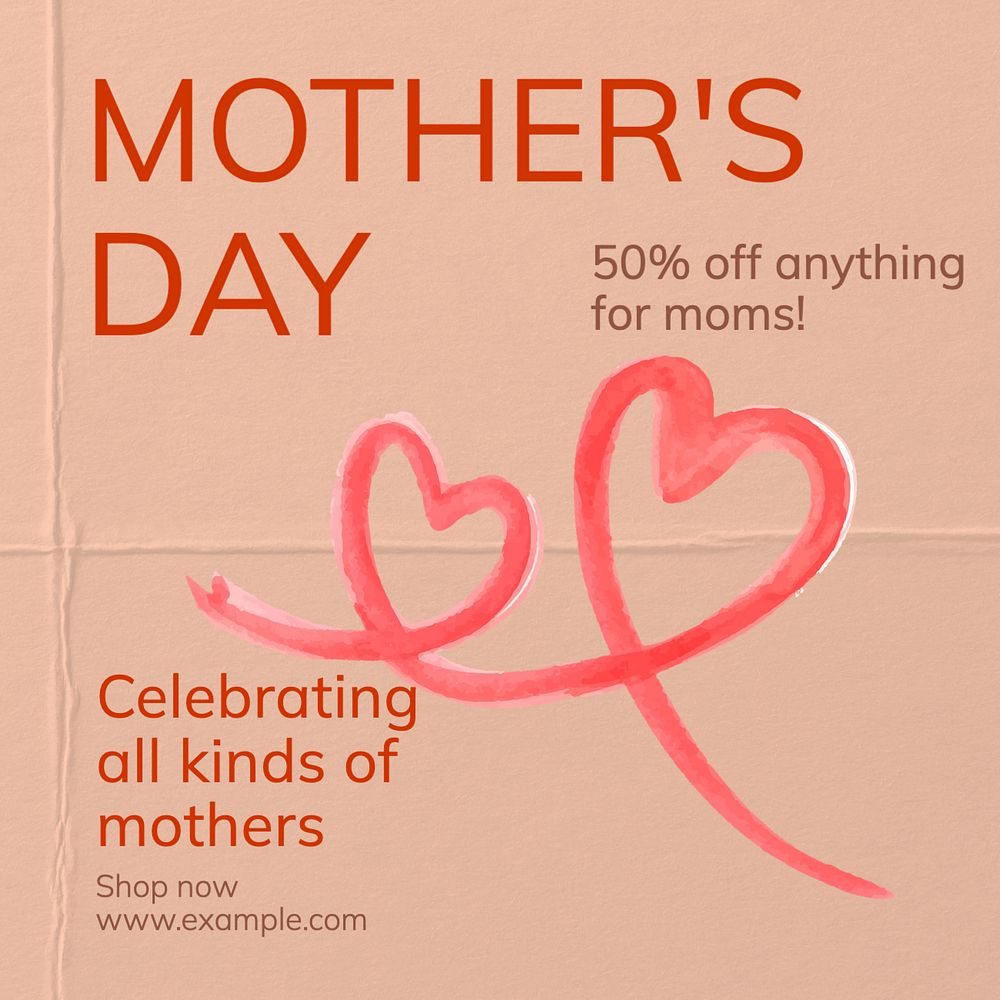 Mother's day sale Instagram post template, editable text