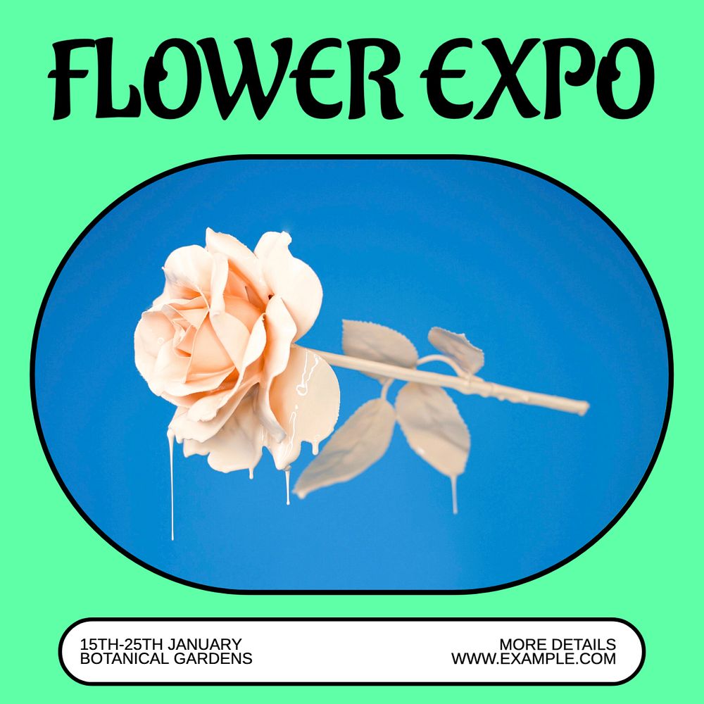 Flower expo Instagram post template, editable text