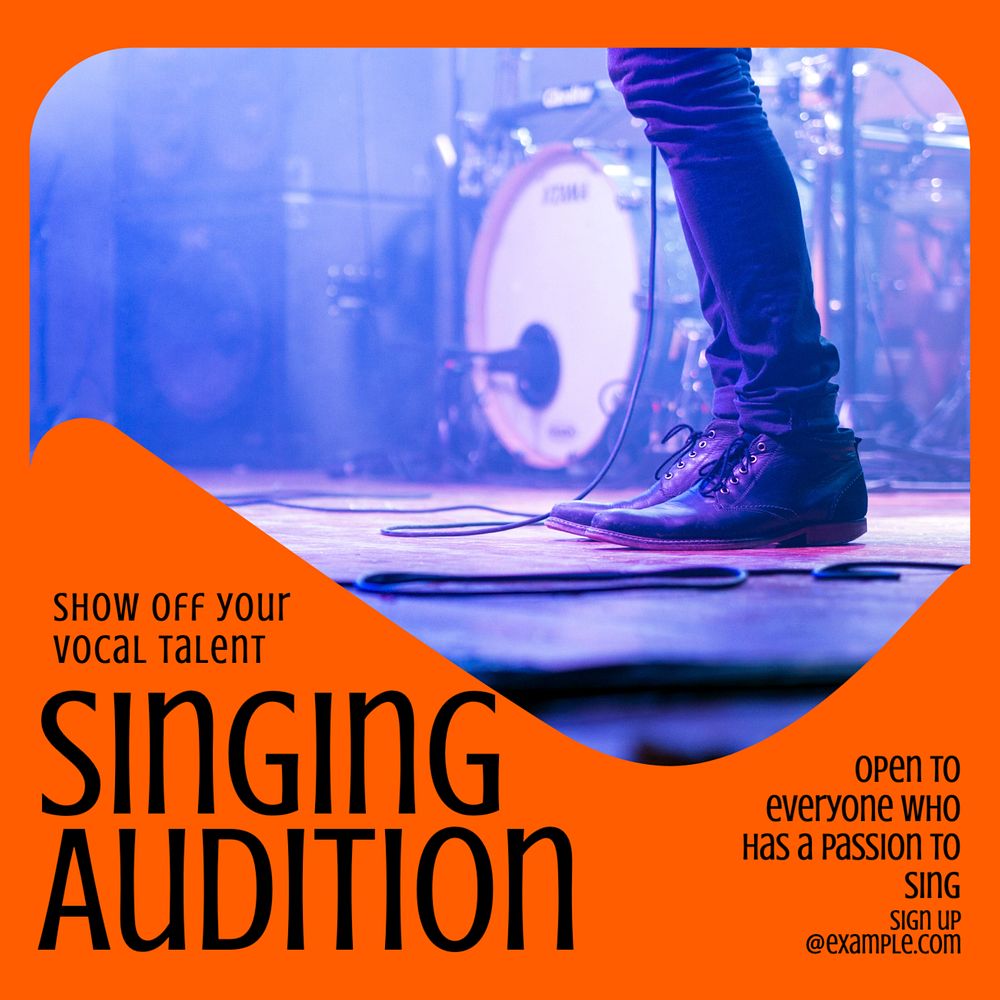 Singing audition Instagram post template, editable text