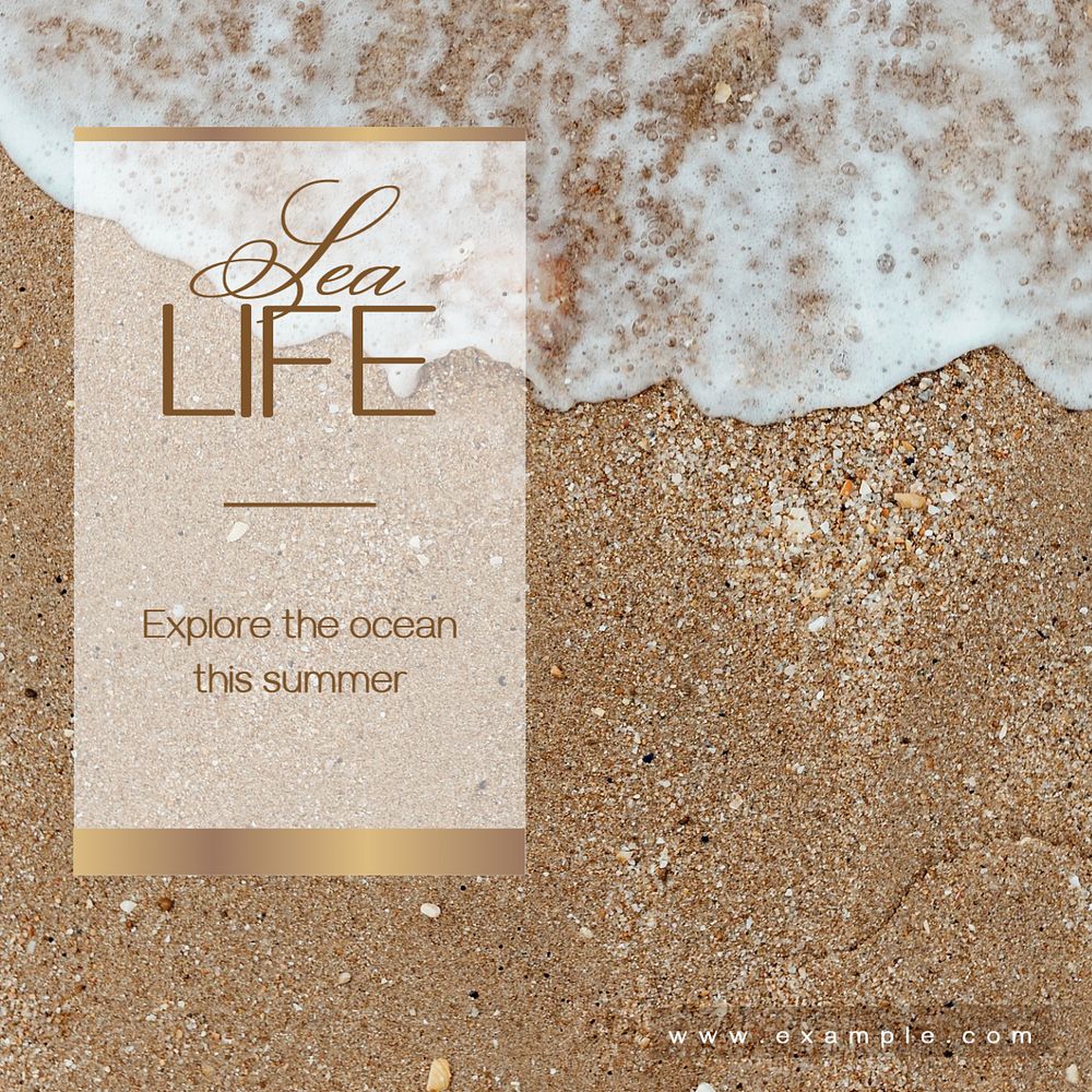 Sea life Instagram post template, editable text