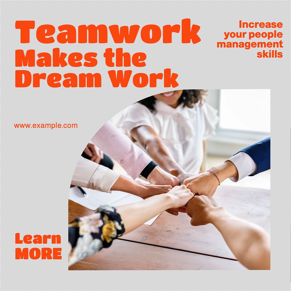 Teamwork Instagram post template, editable design