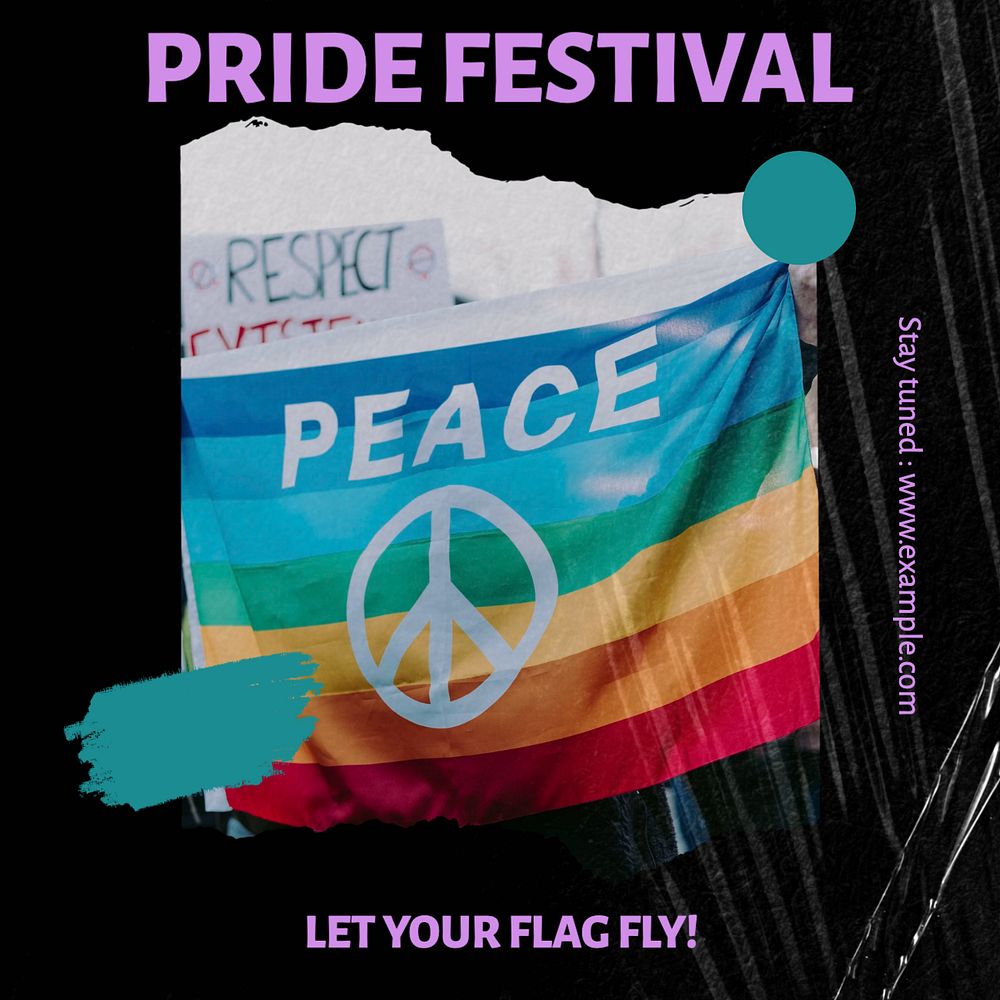 Pride festival Instagram post template, editable design