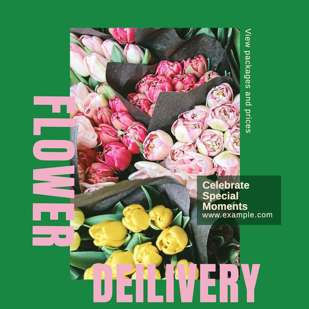 Flower delivery template for social media post