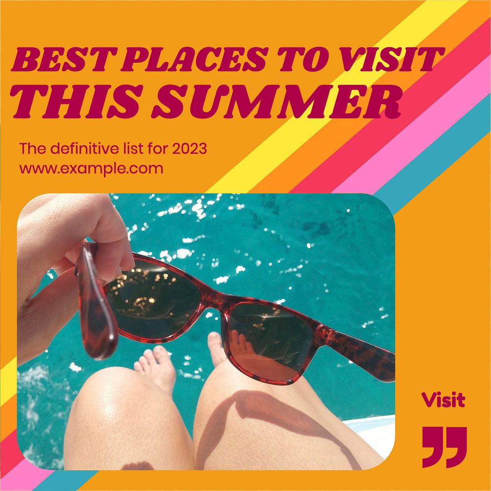 Summer holiday Instagram post template, editable design