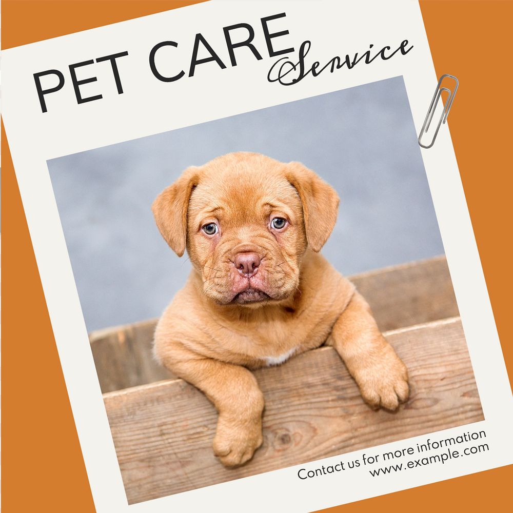 Pet care service Instagram post template, editable design