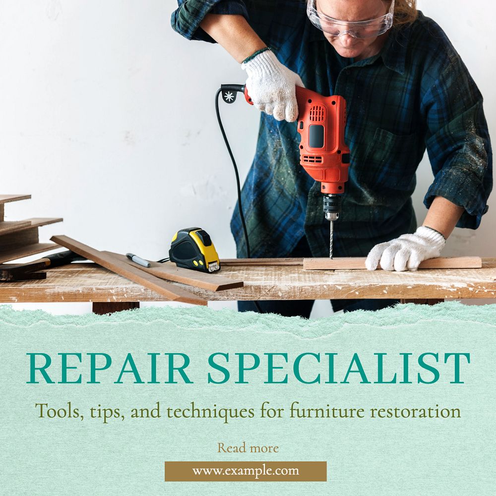 Repair specialist Instagram post template, editable text