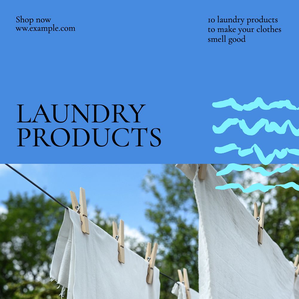 Laundry products Instagram post template, editable text