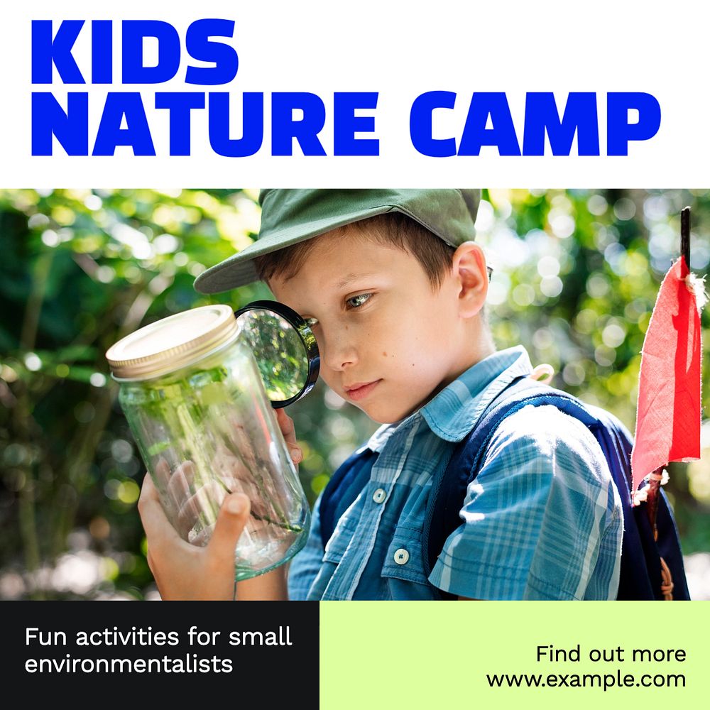 Kids nature camp Instagram post template, editable design