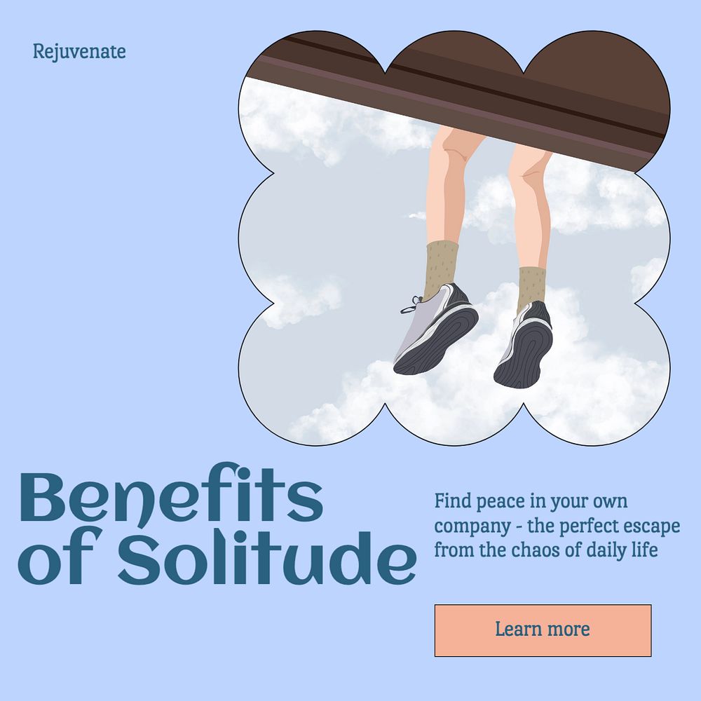 Benefits of solitude post template, editable social media design