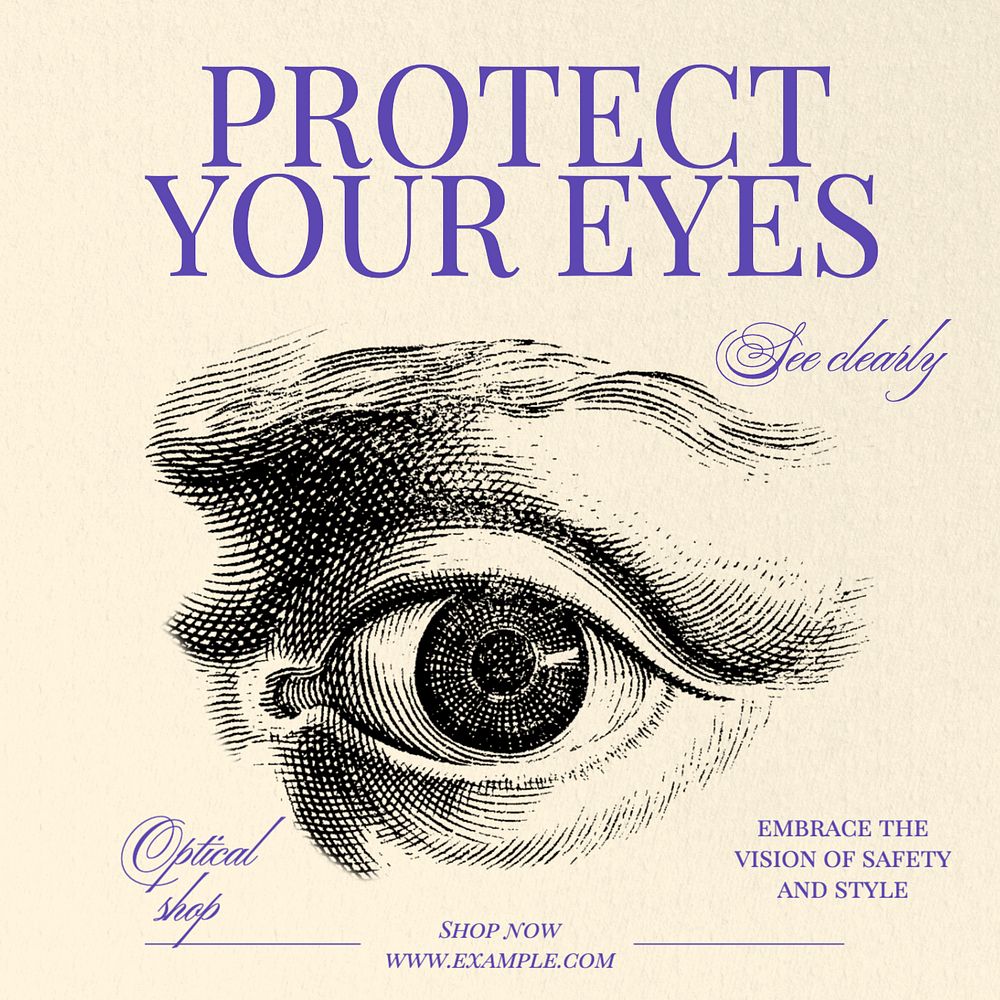 Protect your eyes Instagram post template, editable text