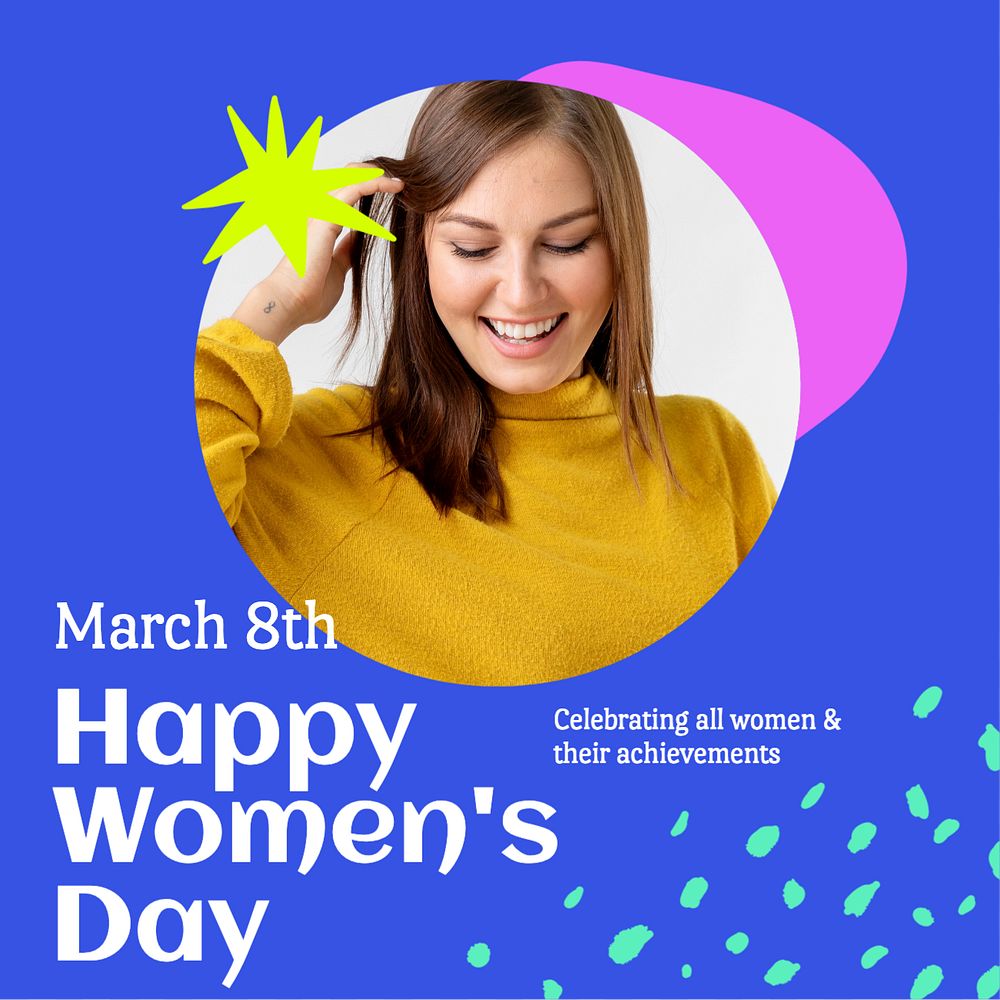 Women's day Instagram post template, editable text