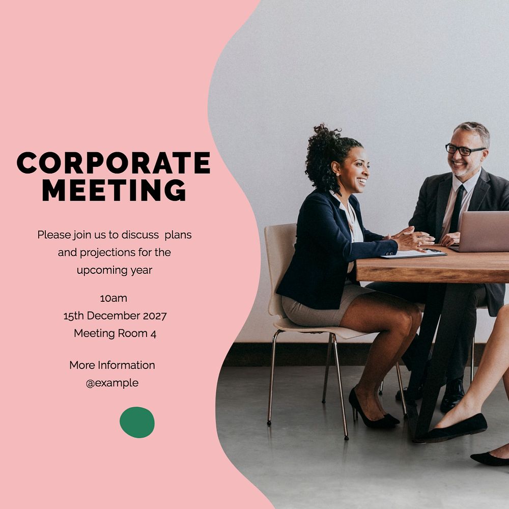 Corporate meeting Instagram post template, editable text