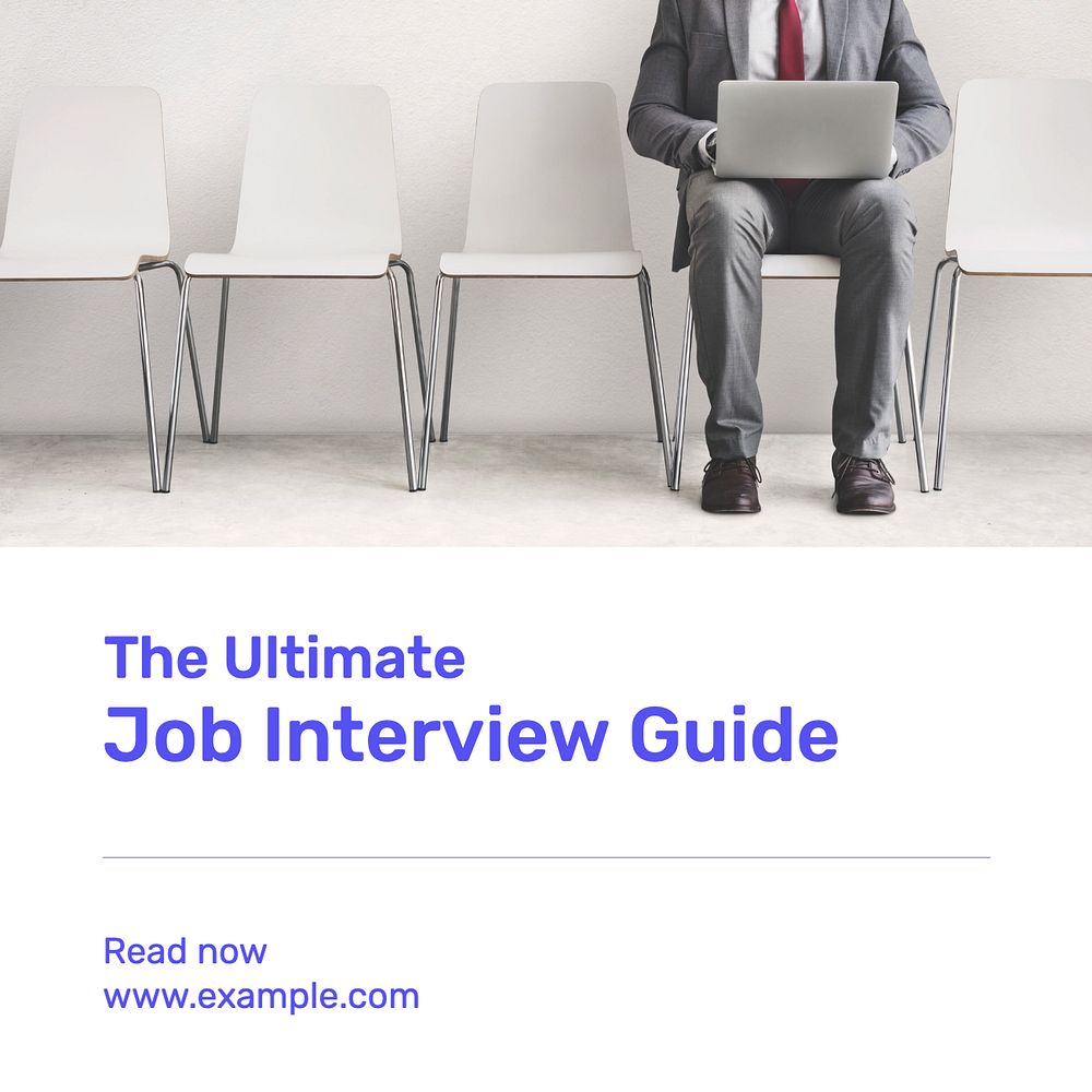 Job interview guide post template, editable text for social media