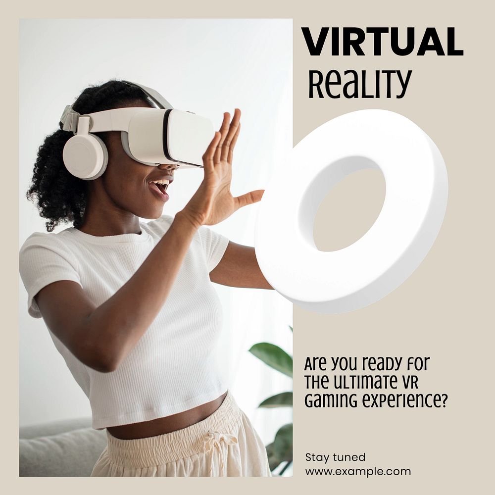 Virtual reality Instagram post template, editable design