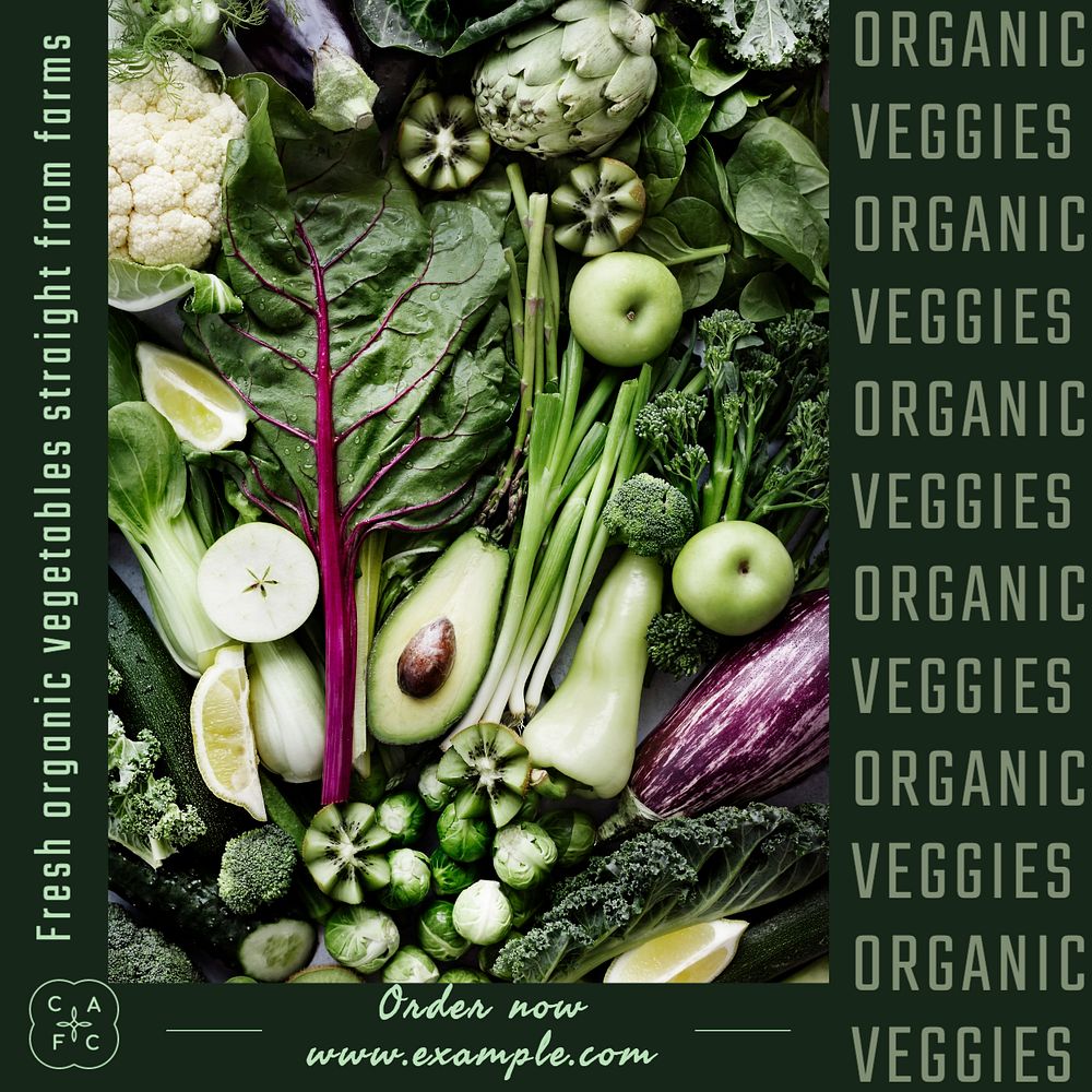 Organic veggies Instagram post template, editable design