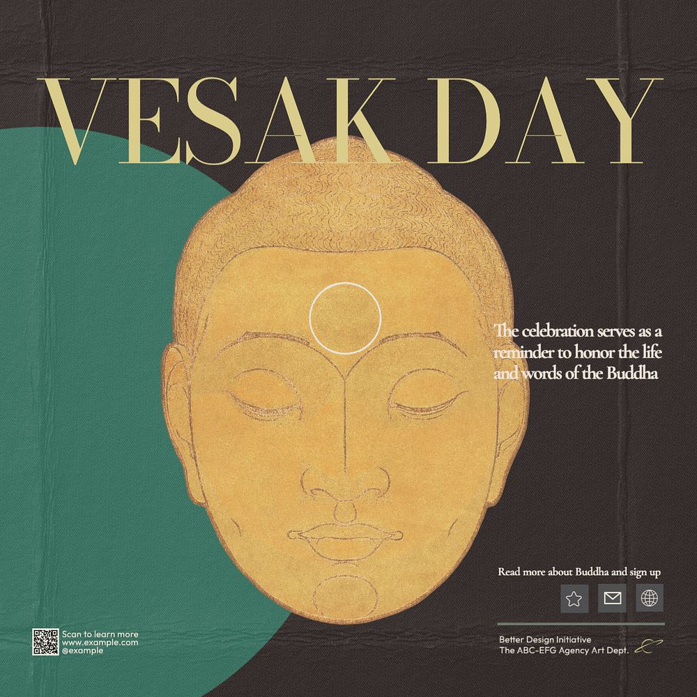 Vesak day Facebook post template, editable design