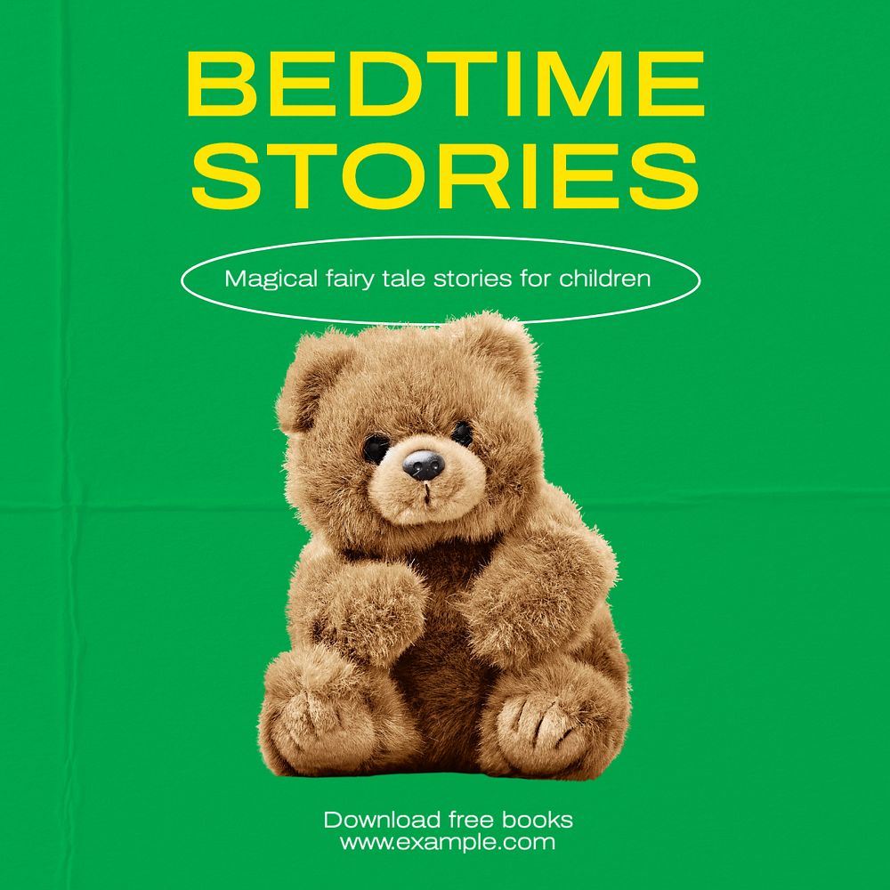 Bedtime stories Instagram post template, editable text