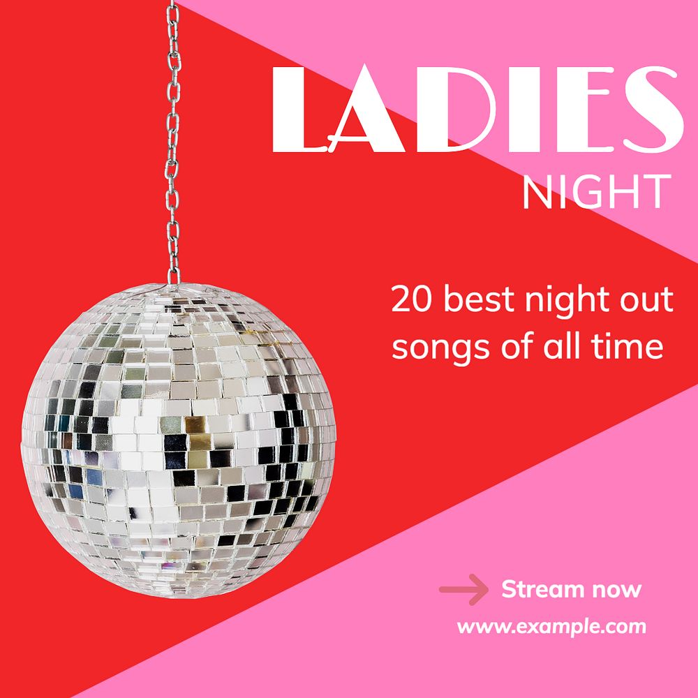 Ladies night songs post template, editable social media design