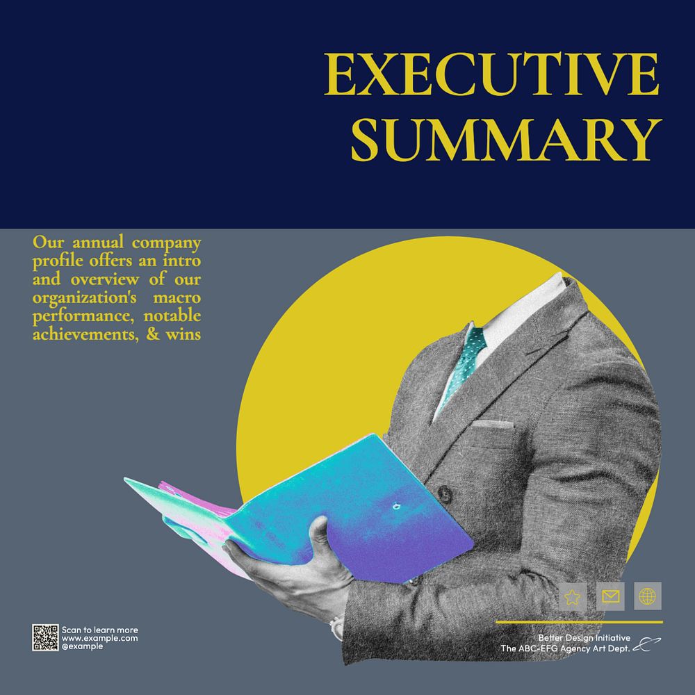 Executive summary Facebook post template, editable design