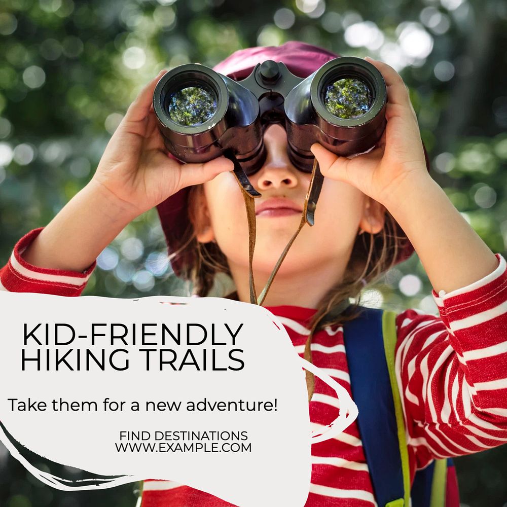 Kid-friendly hiking post template, editable social media design