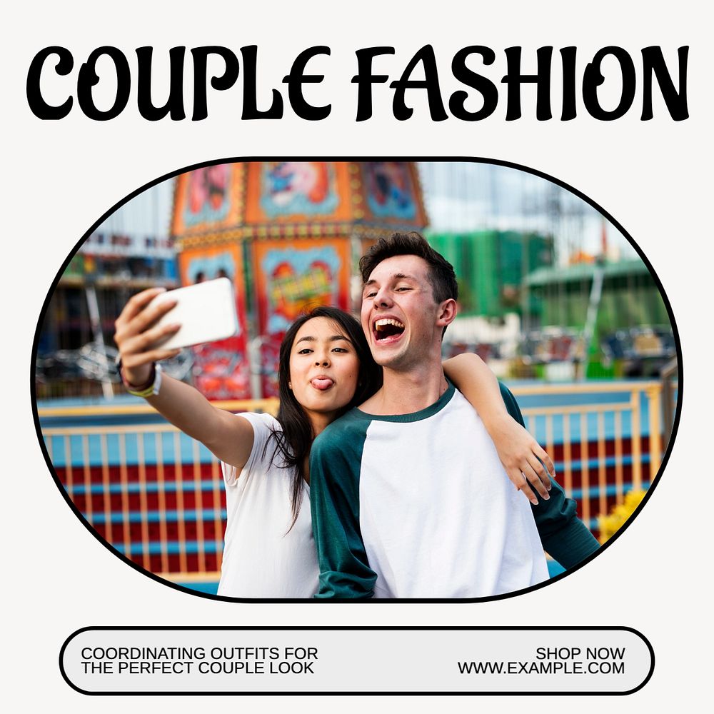 Couple fashion Instagram post template, editable text