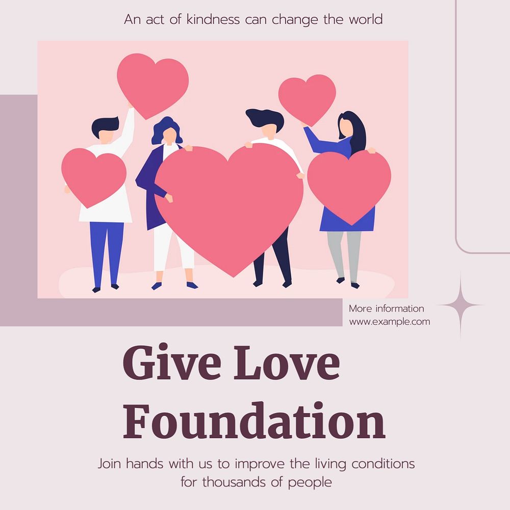 Give love foundation post template, editable social media design