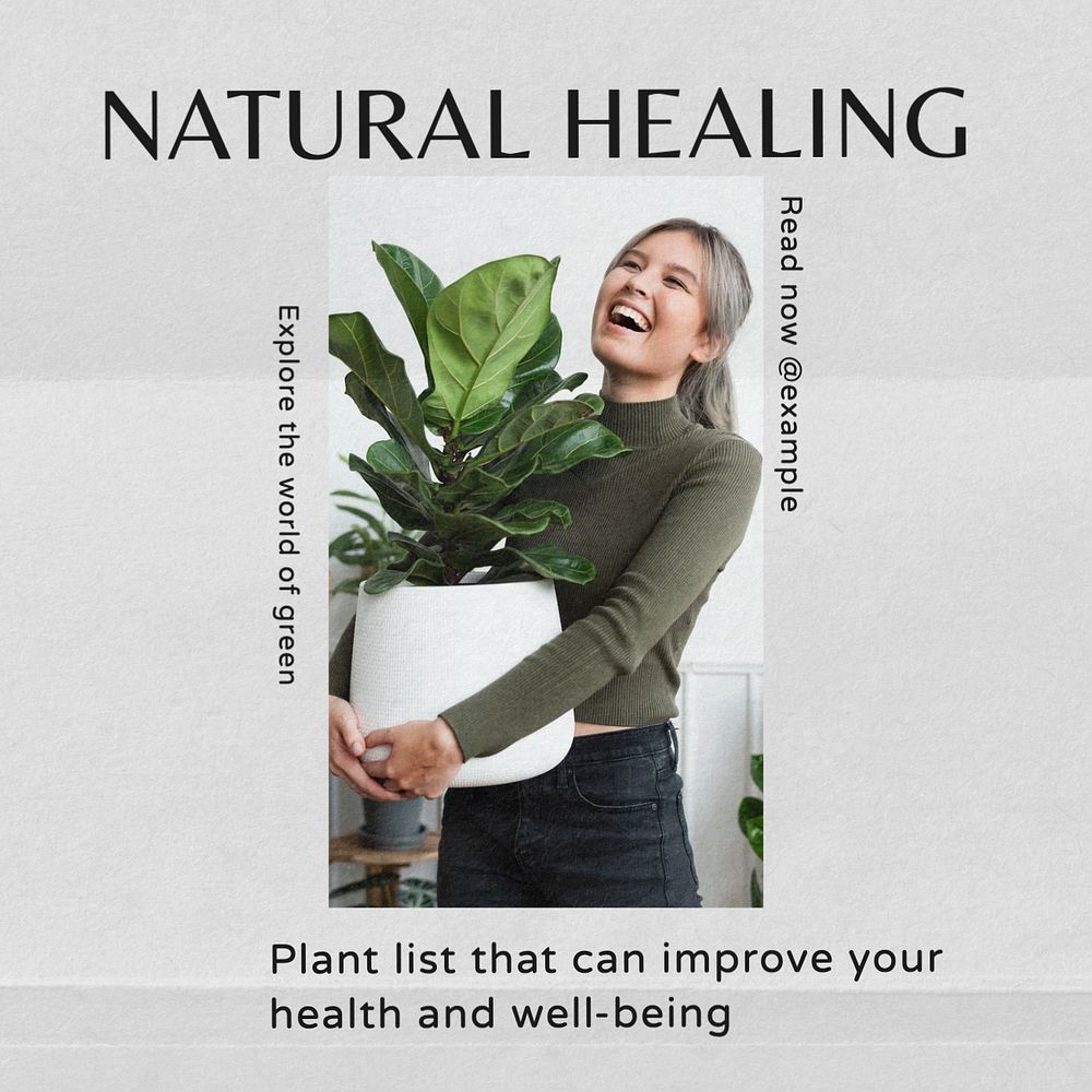 Natural healing Facebook post template, editable design