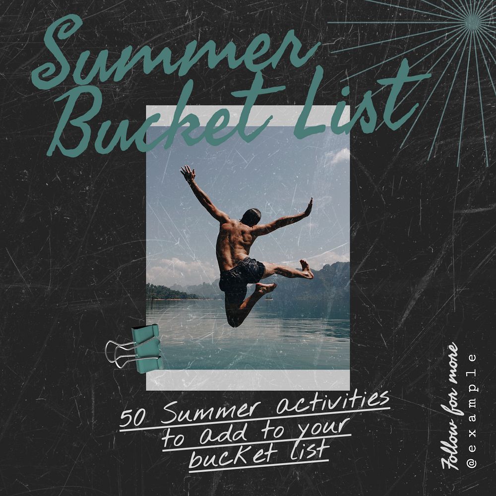 Summer bucket list post template, editable social media design