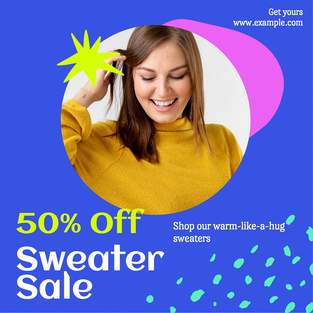 Sweater sale Instagram post template, editable text