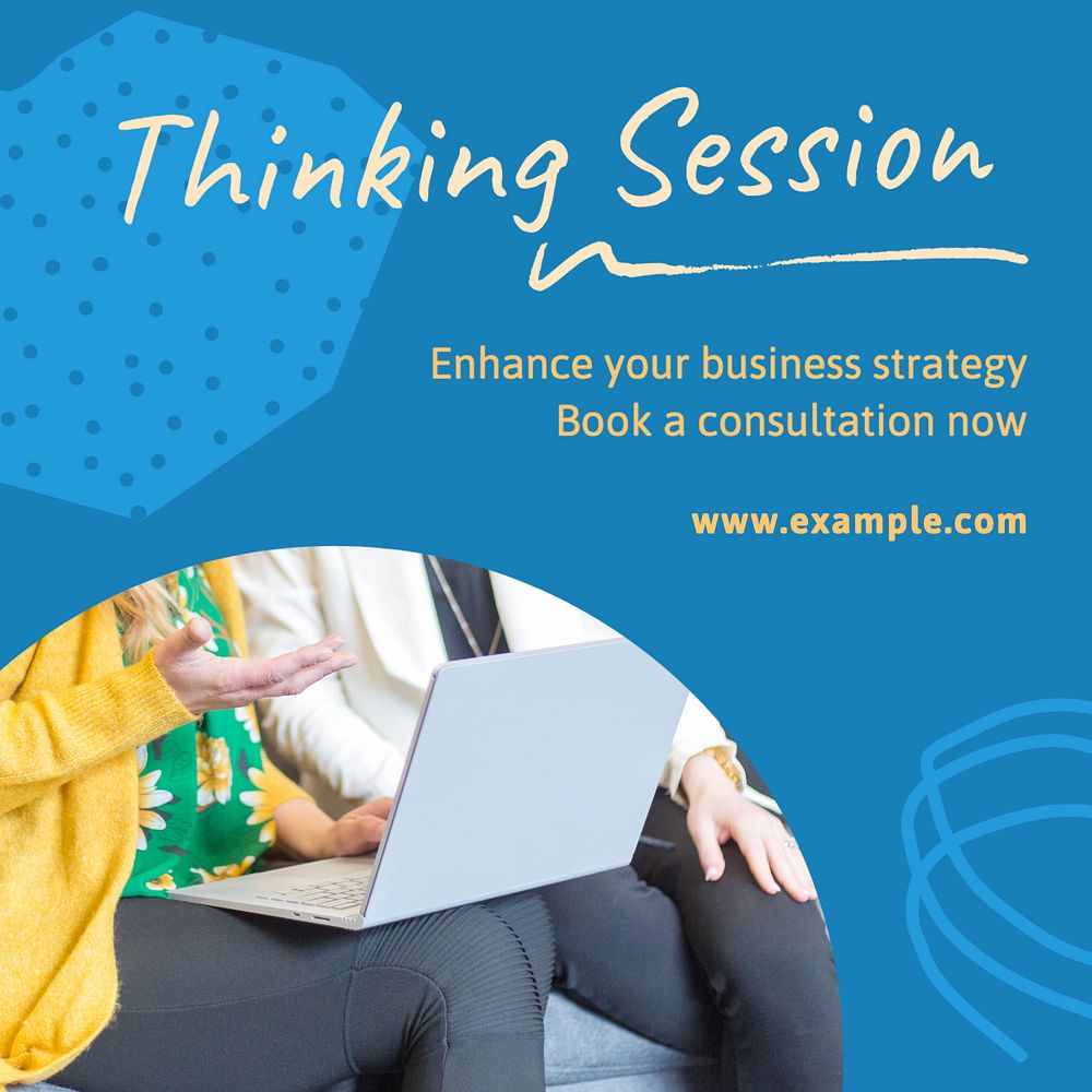 Thinking session Instagram post template, editable text