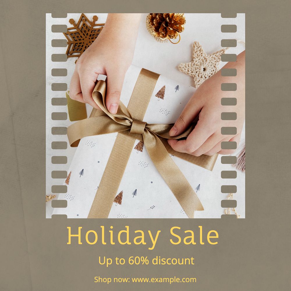 Holiday sale Instagram post template, editable text