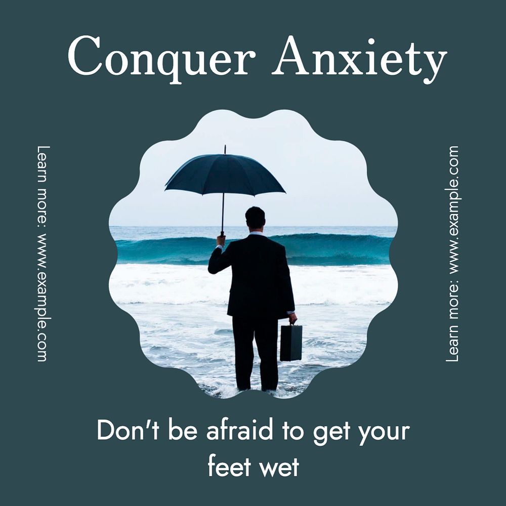 Conquer anxiety Instagram post template, editable text