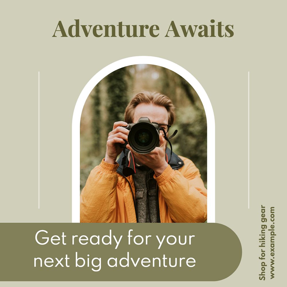 Adventure awaits Instagram post template, editable text