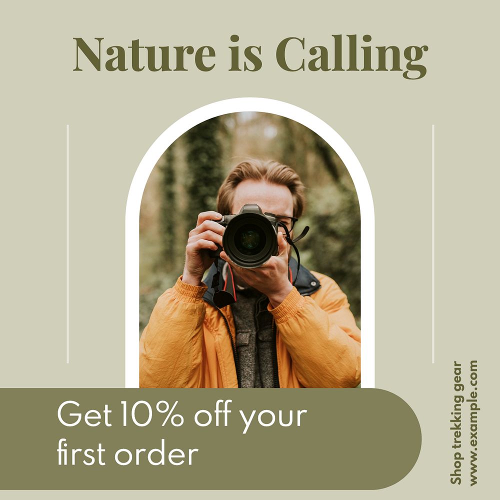 Nature is calling Instagram post template, editable text