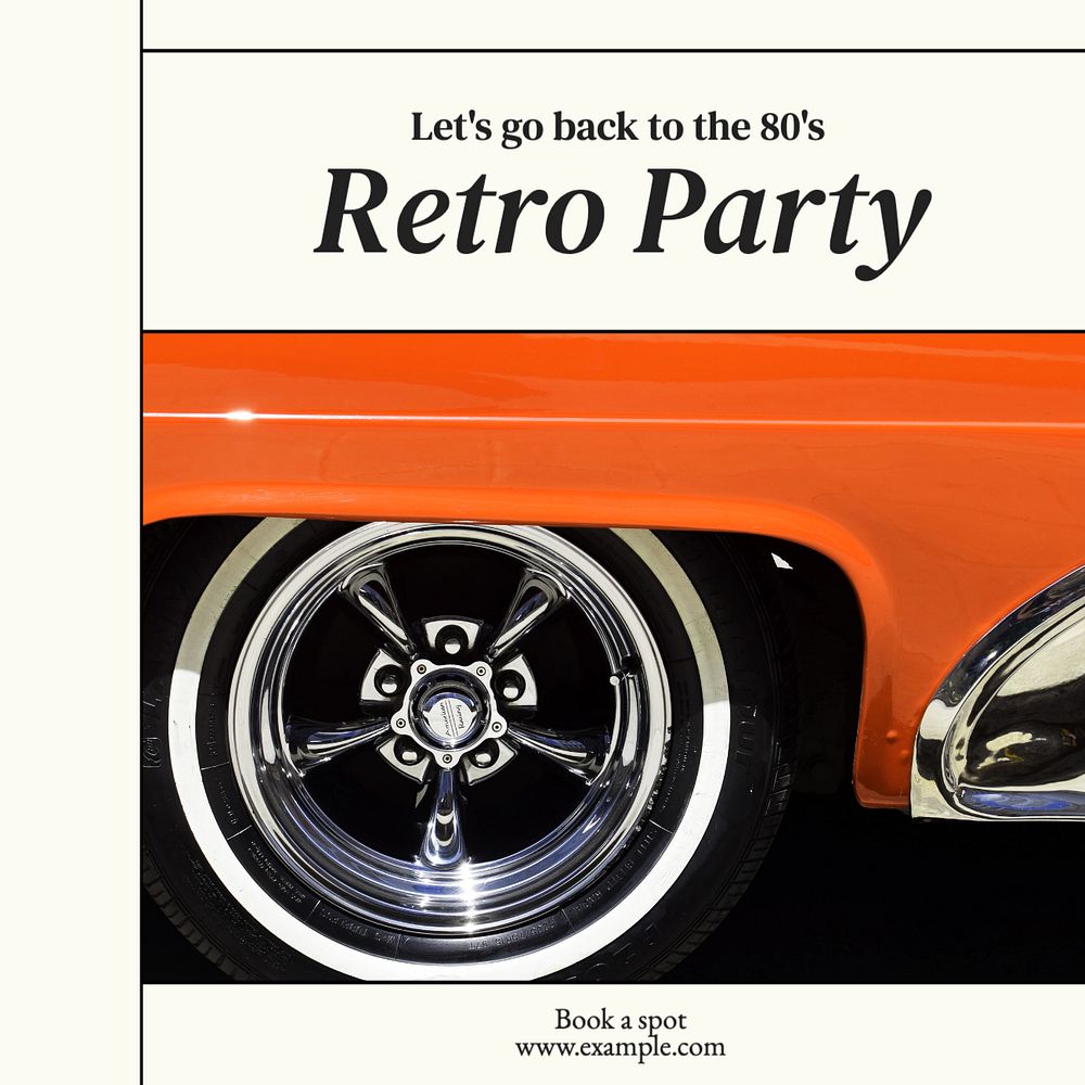 Retro party Instagram post template, editable text