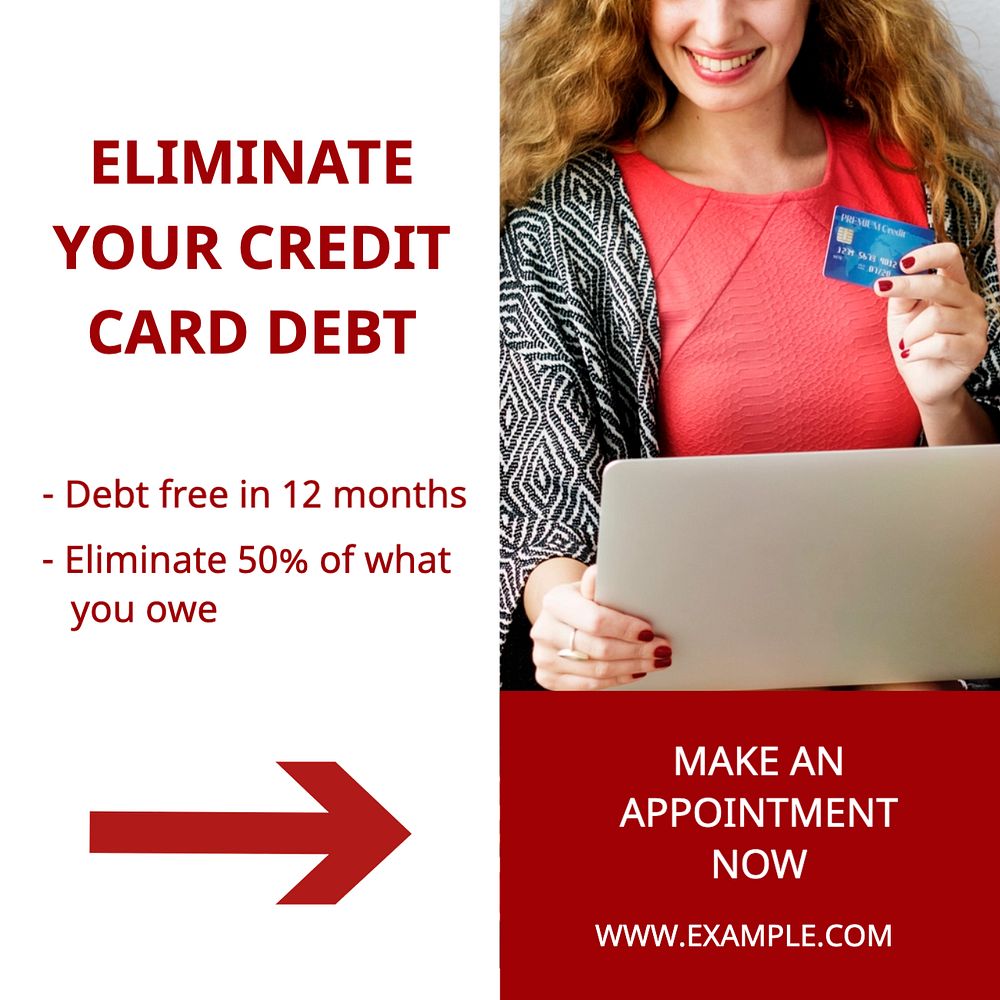 Credit card debt Instagram post template, editable text