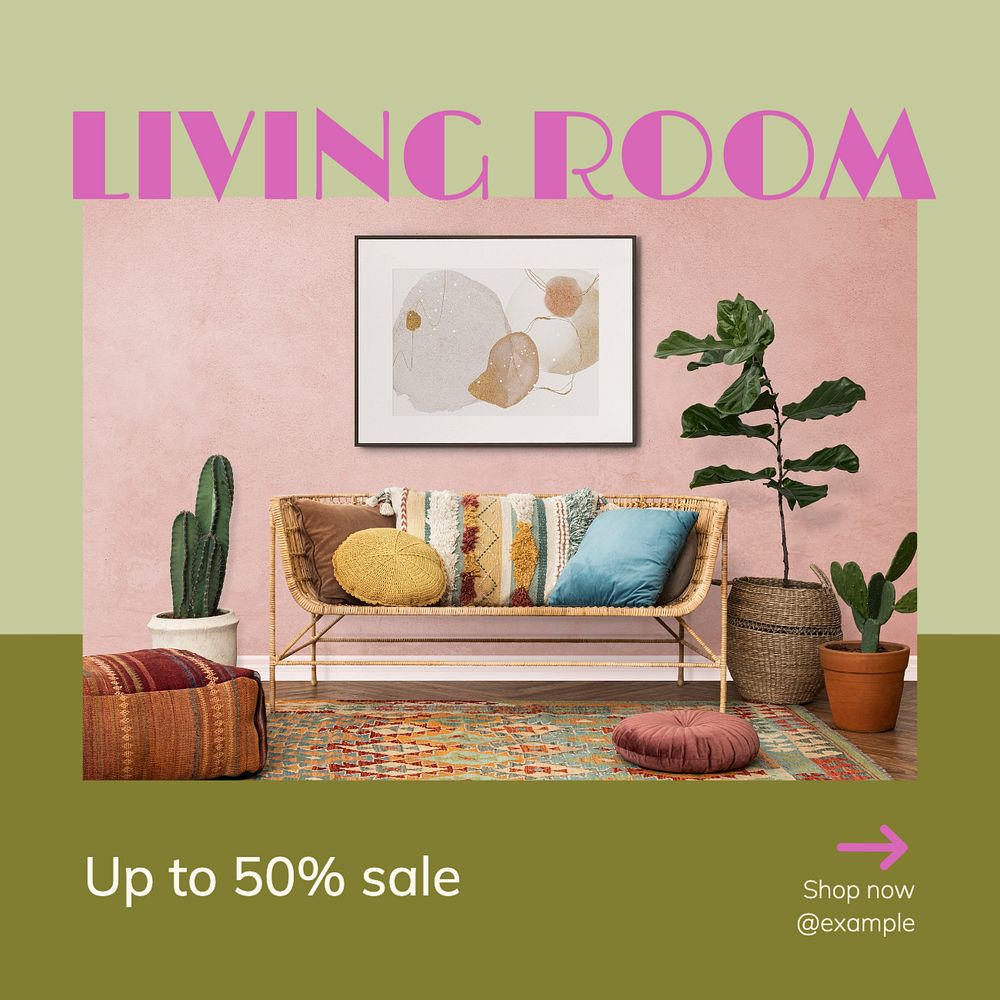 Furniture sale Instagram post template, editable text