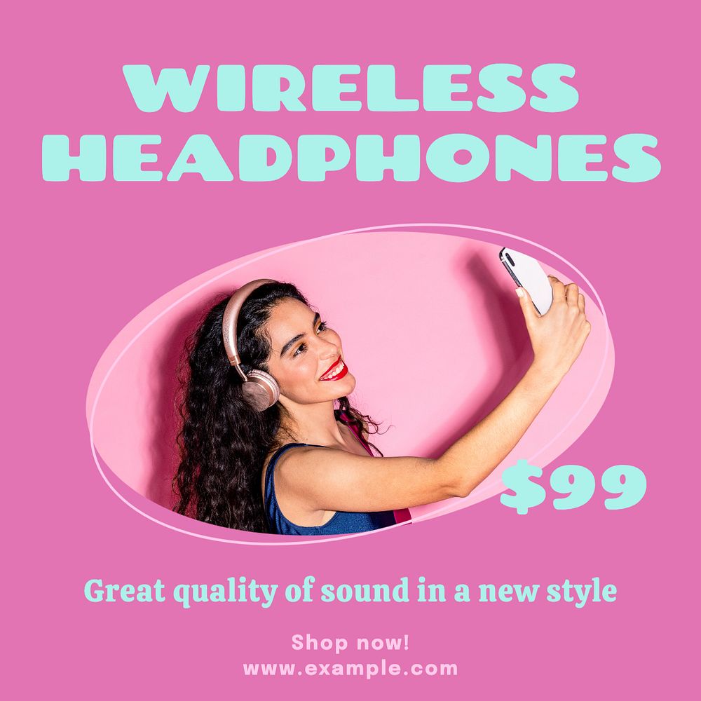 Headphone sale Instagram post template, editable text