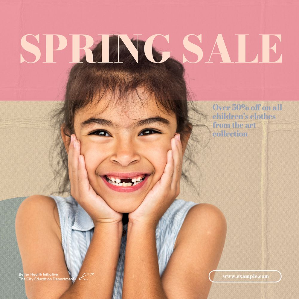 Spring sale Instagram post template, editable text