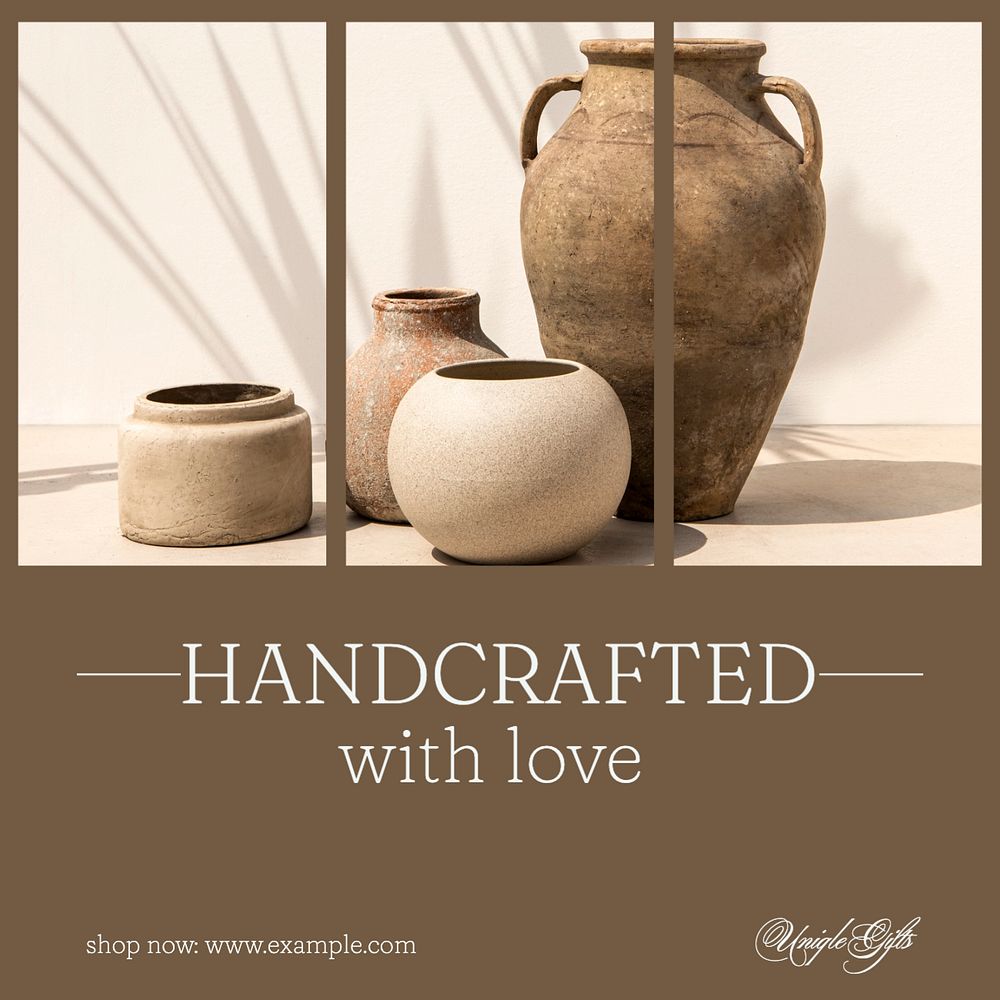 Handcrafted with love Instagram post template, editable text