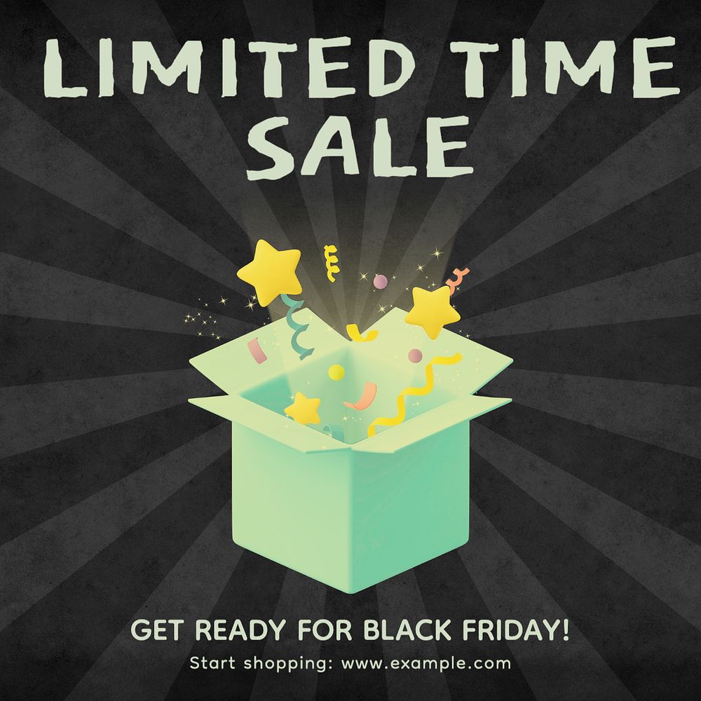 Black Friday sale post template, editable social media design