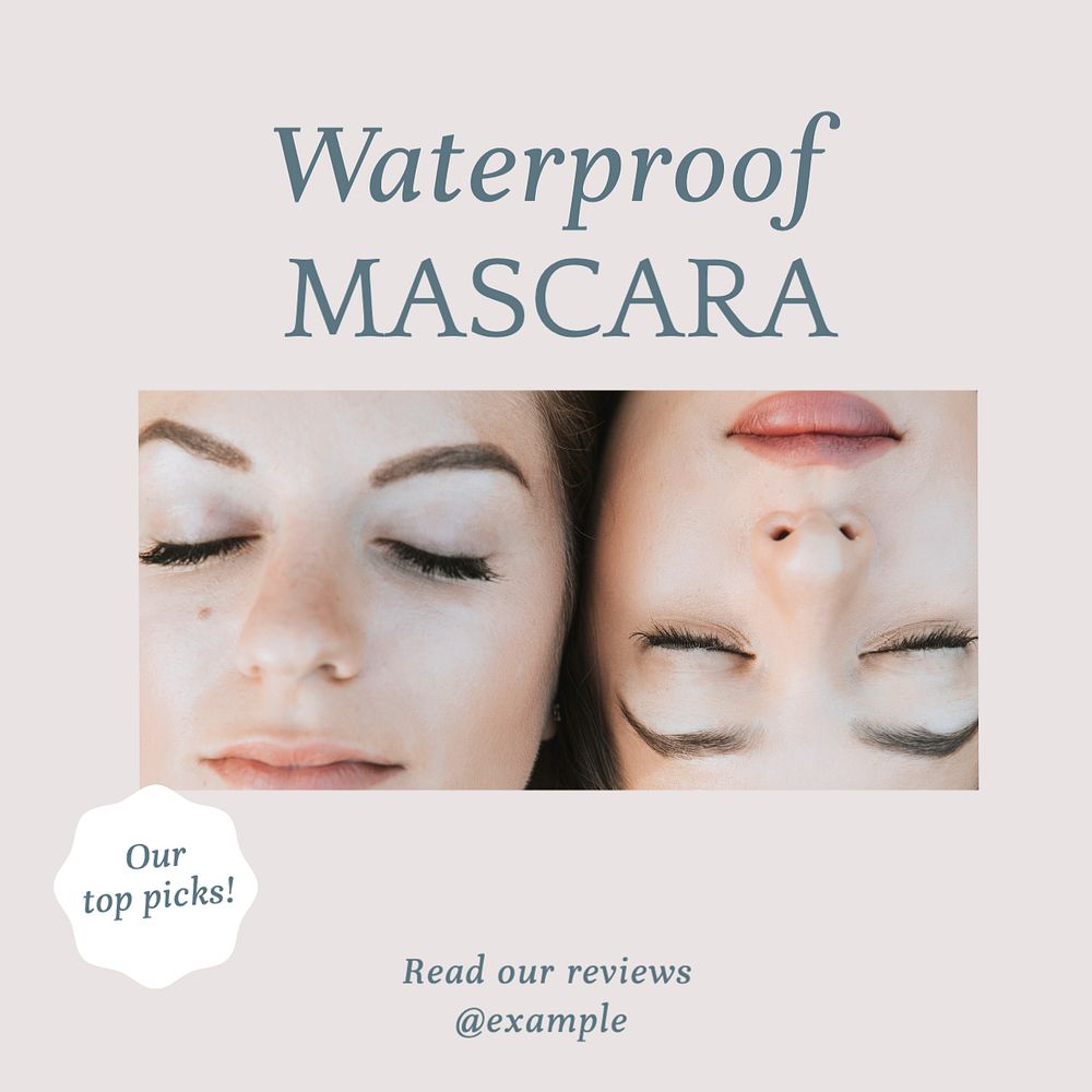 Waterproof mascara Instagram post template, editable text