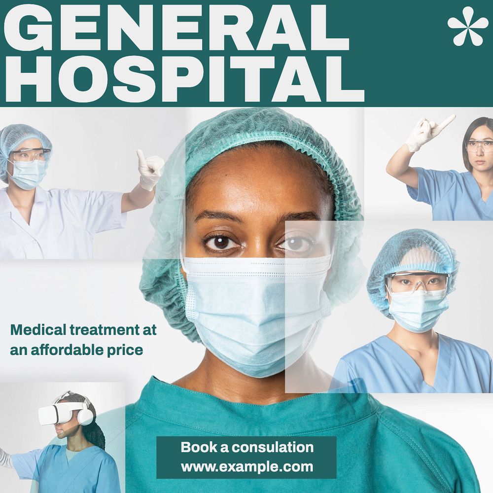 General hospital Instagram post template, editable text